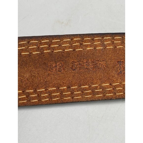 L.L. Bean Brown Leather Belt W/ Brass Buckle Size 38 - Picture 4 of 7